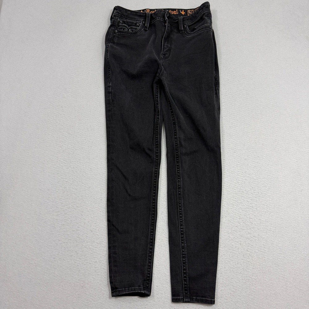 Rock Revival Jeans Women 31x30 Black Celinda Ultra High Rise Ankle Skinny Denim